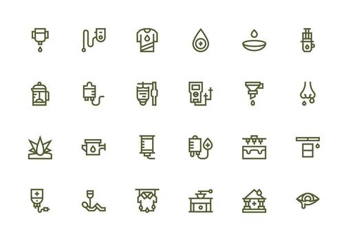 24 Thick Line Line Icons for Drip Graphics Pixel Perfect Icons for Modern Apps vector