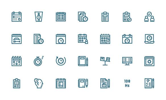 Task Set with 28 Bold Line Icons Well-Structured Icons for Creative Use vector