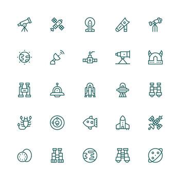 Astronomy featuring 25 Icons in Medium Stroke Outline Design Optimized Icon Pack for Digital Products vector