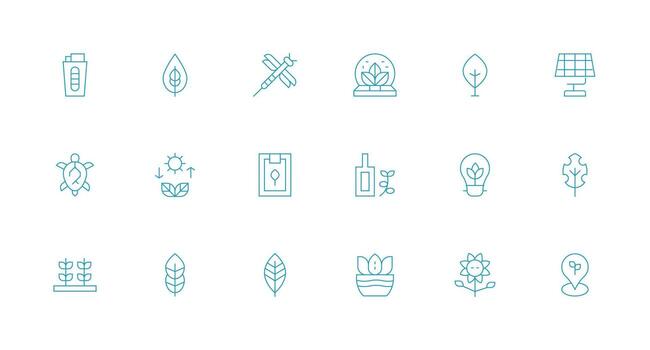 18 Icons for Eco in Minimal Line Format Layout Icon Collection vector