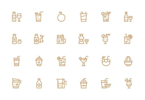 Thick Line Line Icons from Juice Set with 24 Vectors Icon Set