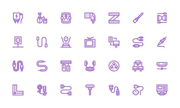 28 Bold Line Icons for Cable Graphics Design Ready Icon Set for Teams vector