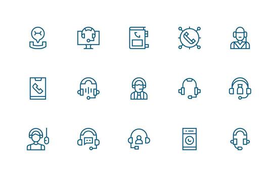 Hotline Icon Collection with 15 Regular Line Designs Multi-Style Icon Collection vector