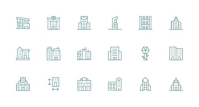 Minimal Line Icons from Skyscraper Set with 18 Vectors Customizable Icon Series for Mobile Screens