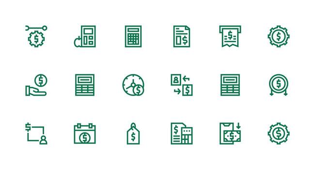 18 Strong Stroke Line Icons for Expense Graphics Multi-Style Icons for Creative Projects vector