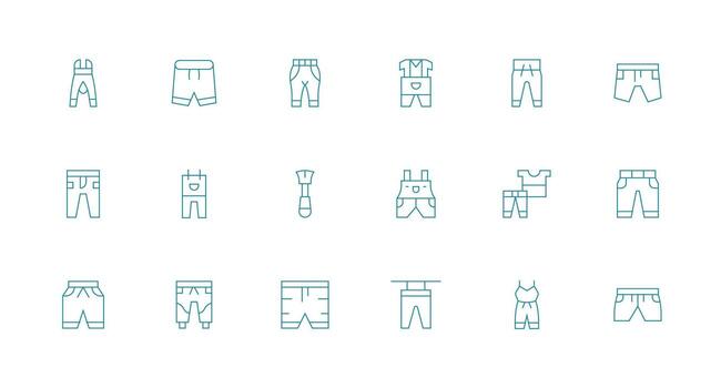 Pants including 18 Minimal Line Illustrations High-Resolution Icons for Any Platform vector