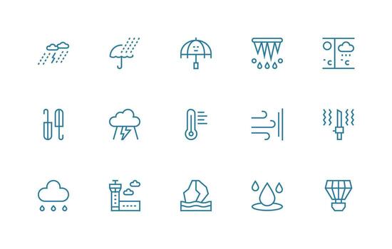 15 Regular Line Vectors for Weather Theme Customizable Icon Series for Mobile Screens