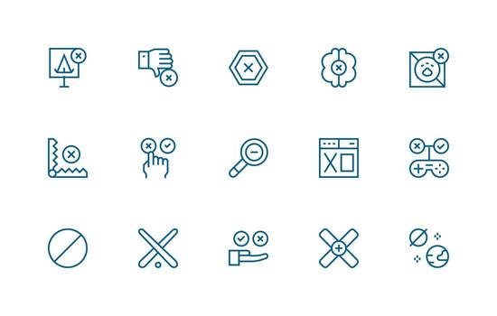 Deny Set with 15 Regular Line Icons Light Icon Series vector