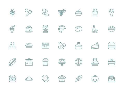Light Line Style Delicious Icons with 35 Vectors Full Icon Library for UI Designers