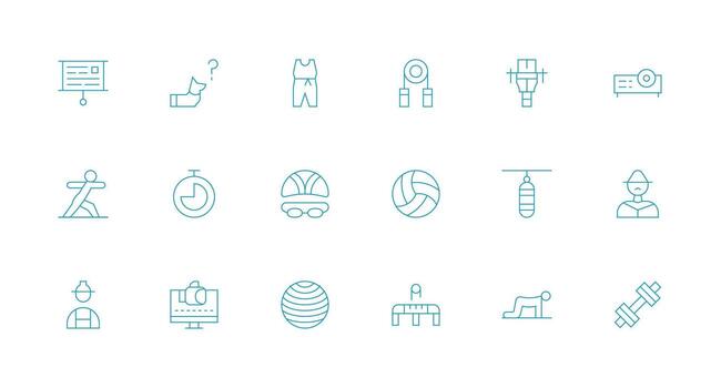 Training featuring 18 Icons in Minimal Line Design Balanced Icon Set for Functional Design vector