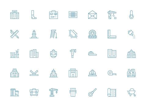 35 Light Line Designs for Construction Icons Essential Icons for Rapid UI Building vector