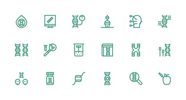 18 Biotechnology Icons in Strong Stroke Line Aesthetic Minimal Icon Set for Interface Projects vector