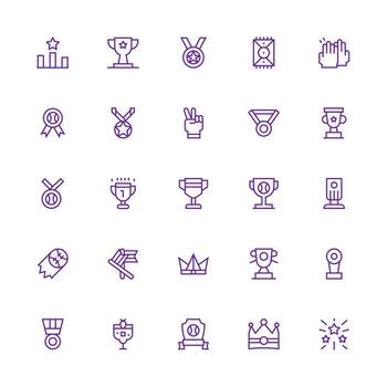 Victory Icon Set with 25 Medium Stroke Outline Graphics Icon Collection Set vector
