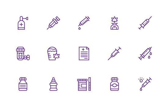 15 Regular Line Icons for Drug Graphics Clean Icon Collection for Web Use vector
