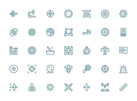 35 Precision Icons in Regular Clean Line Aesthetic Clear and Concise Icon Set Collection vector