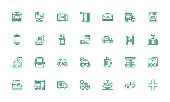 transporte diseño íconos presentando 28 en negrita línea estilo escalable íconos para multiplataforma interfaces vector
