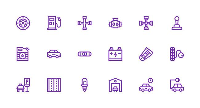 Strong Stroke Line Icons from Car Set with 18 Vectors Web and App Icon Pack Collection