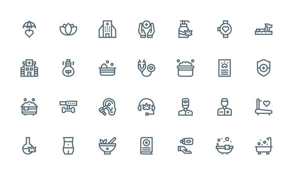 Wellness Set with 28 Bold Line Icons Balanced Icon Set for Functional Design vector