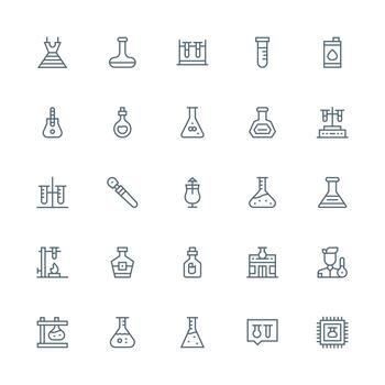 25 medio carrera contorno vectores para matraz tema de múltiples fines icono conjunto