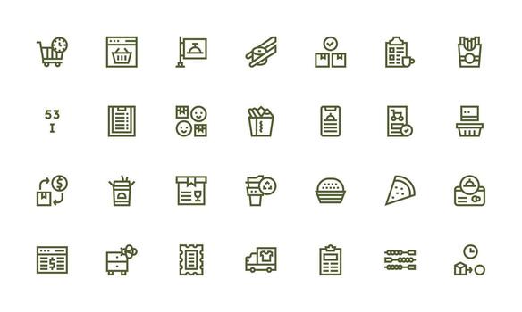 Order Set with 28 Bold Line Icons Minimal Icon Set for Interface Projects vector