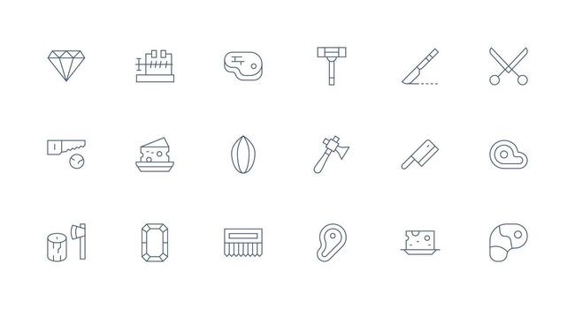 Cut Set with 18 Minimal Line Icons Icon Set for Projects vector