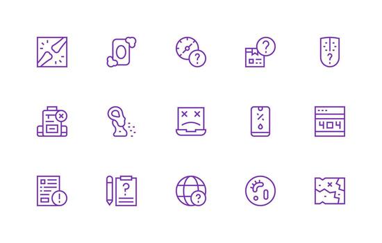 Missing Visual Pack containing 15 Regular Line Icons Outline Icon Pack vector