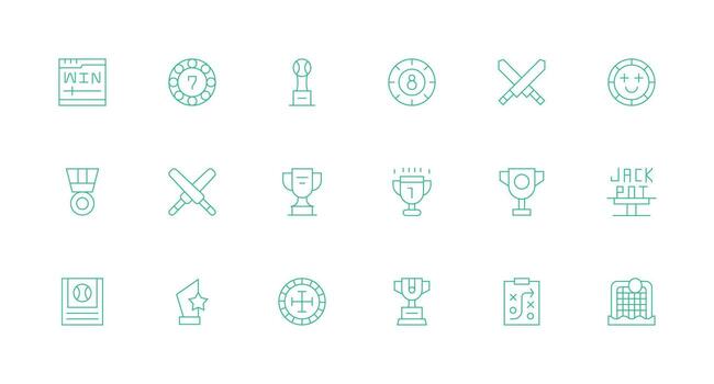 Win Set with 18 Minimal Line Icons Icon Set vector