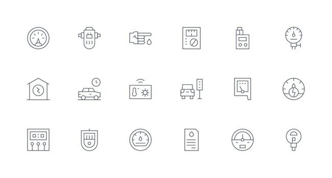 18 Minimal Line Designs for Meter Icons Essential Icon Set for Teams vector