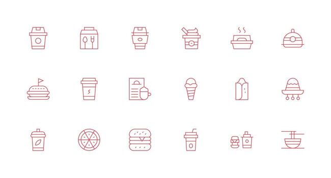 Minimal Line Style Takeaway Icons with 18 Vectors Digital Product Icons for Fast Delivery
