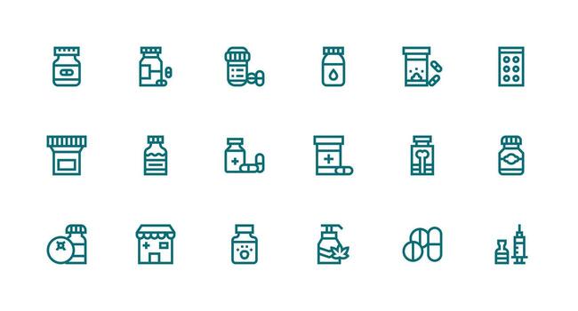 Drugstore Icon Collection with 18 Strong Stroke Line Designs Icons Built for Visual Consistency Pack vector