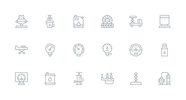 18 Minimal Line Icons for Hydraulic Graphics Reliable Icons for All Interfaces vector
