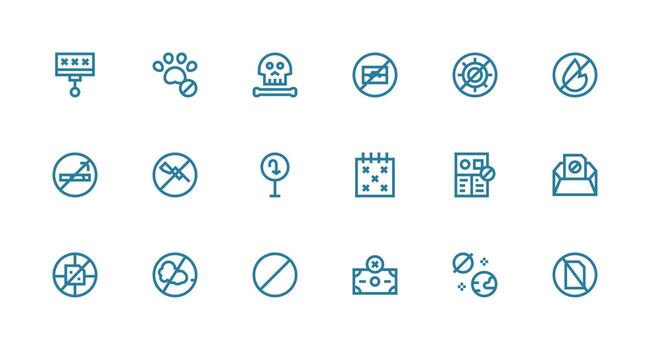 Strong Stroke Line Icons from Forbidden Set with 18 Vectors Display Icon Pack