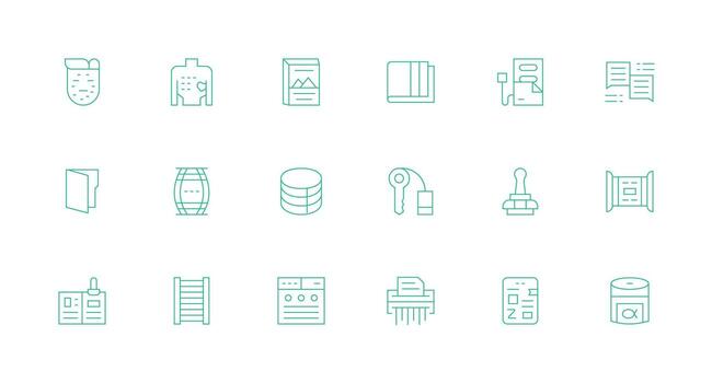 Minimal Line Icons from Archive Set with 18 Vectors Responsive Icon Set for Flexible Layouts