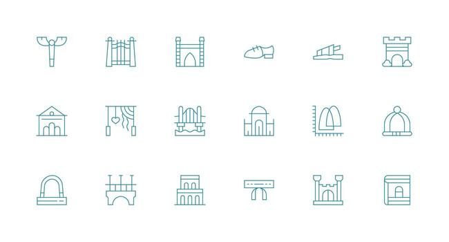 arco icono colección con 18 mínimo línea diseños de múltiples fines icono conjunto vector