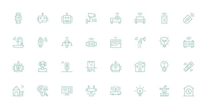Smart including 32 Thin Line Illustrations Reusable Icon Set vector