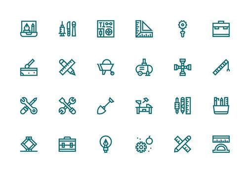 24 grueso línea línea estilo íconos desde herramientas colección icono colección conjunto vector