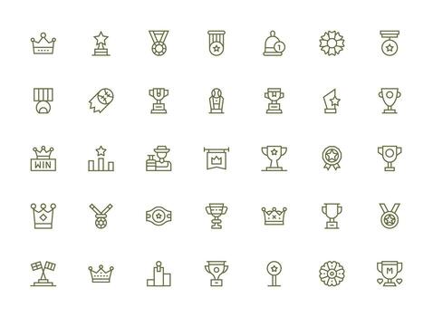 Champion Visual Pack containing 35 Regular Clean Line Icons Dashboard Icon Series vector