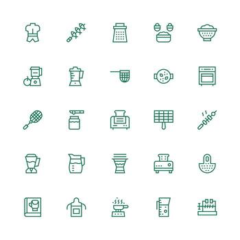 25 Icons for Food Preparation in Medium Stroke Outline Format Scalable Icon Pack vector