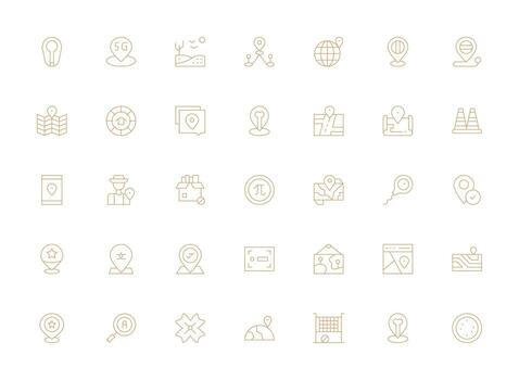 35 Light Line Icons for Area Graphics Detailed Icon Collection for Design Systems vector