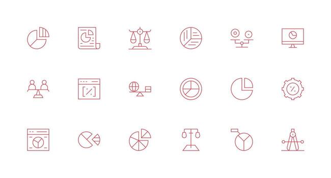 18 Icons for Proportion in Minimal Line Format Clean Icon Collection for Web Use vector