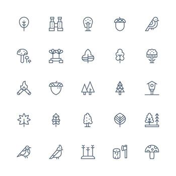 Medium Stroke Outline Style Forest Icons with 25 Vectors Clean Icon Set Icon Pack for UI Projects