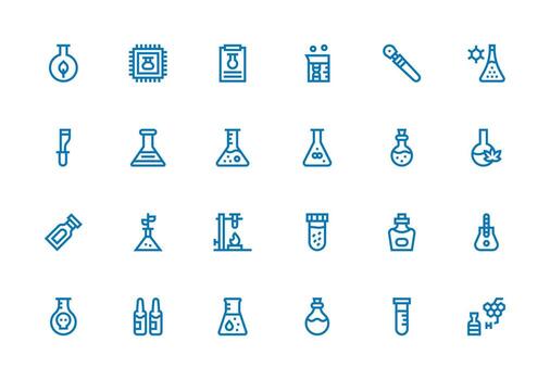 Flask Design Icons featuring 24 in Thick Line Line Style Interface Icon Collection for Daily Projects vector