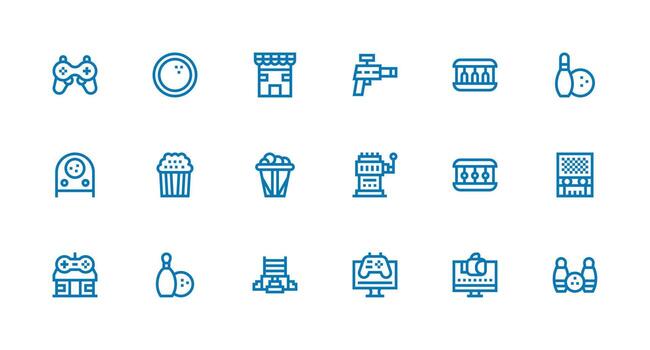 18 Strong Stroke Line Vectors for Arcade Theme Neatly Designed Icons for Web Platforms