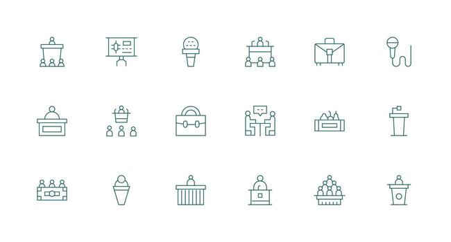 18 Minimal Line Vectors for Conference Theme Essential Icons for Rapid UI Building