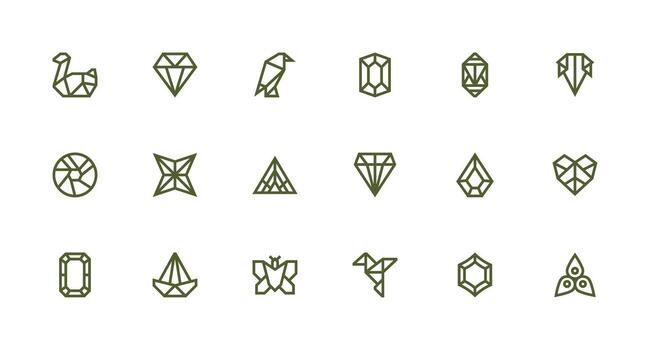 18 Strong Stroke Line Icons for Faceted Graphics Flexible Icon System for Web Interfaces vector