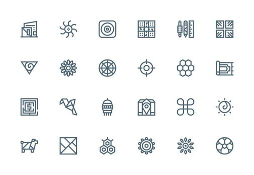 grueso línea línea íconos desde geométrico conjunto con 24 vectores esencial icono conjunto para equipos