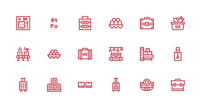 Packing Visual Pack containing 18 Strong Stroke Line Icons High-Resolution Icons for Any Platform vector