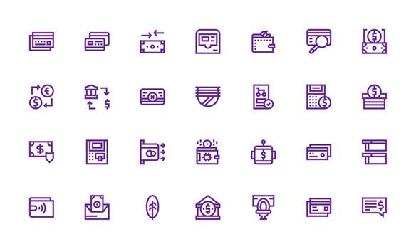 Banking Visual Pack containing 28 Bold Line Icons Flexible Icon System for Web Interfaces vector