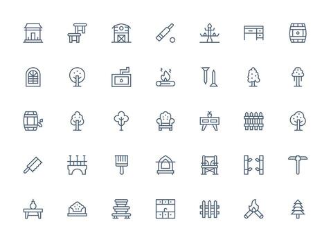 Wood featuring 35 Icons in Regular Clean Line Design Clear and Concise Icon Set Collection vector