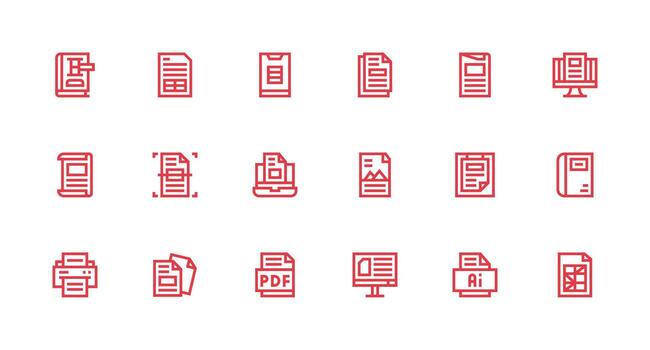 Strong Stroke Line Style Pdf Icons with 18 Vectors Multi-Style Icon Collection